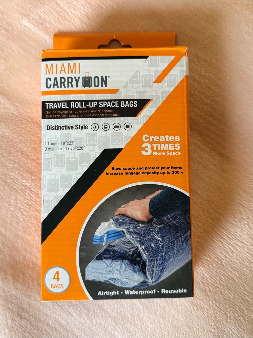 Travel Roll-Up Space Bags - 4 Pack
